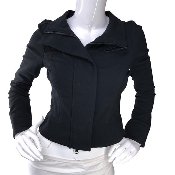 Diane Von Furstenberg DVF Womens Size 4 Atlanta Moto Jacket Asymmetrical Black - Picture 11 of 15